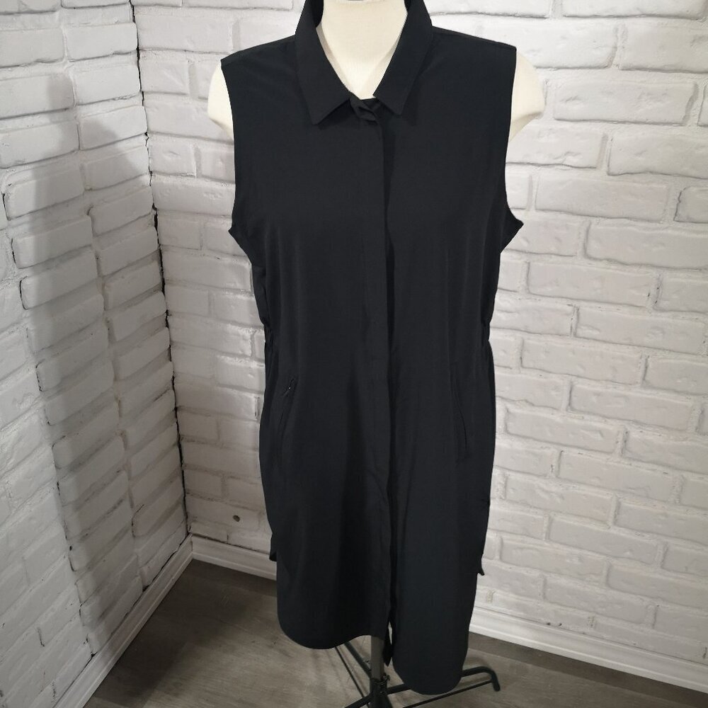 Lole Ladies Size XL Black Sleeveless Button Front Olivie Shirt Dress